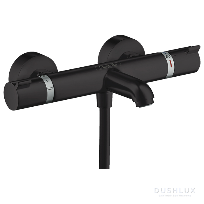 Фото Hansgrohe Ecostat Смеситель для ванны, настенный, термостатический, цвет: черный матовый
