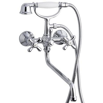 Emmevi Deco Classic Смеситель с длинным изливом (35см) и ручным душем для ванной, цвет: хром