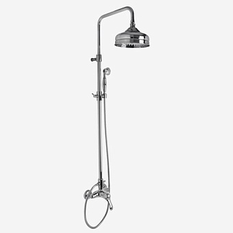 Carlo Frattini Lamp, Смеситель для душа с душевой стойкой, верхним душем и душевым комплектом, цвет: хром