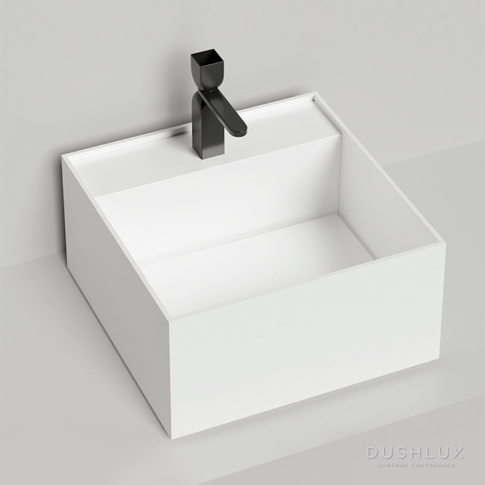 Фото Salini Armonia Square Top 02 Раковина накладная 45x45x25cм., с 1 отв, материал: S-Stone, цвет: белый матовый