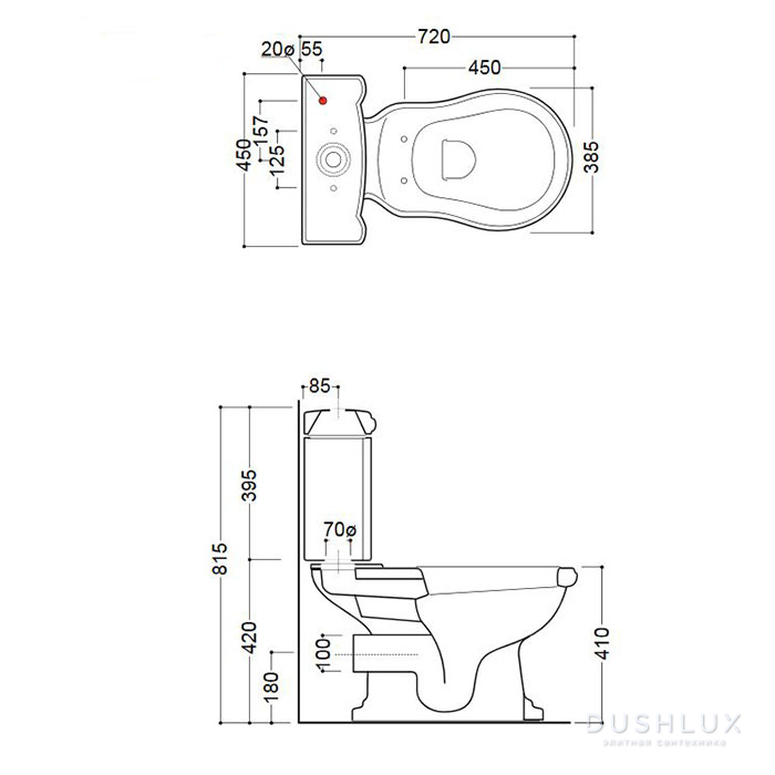 Kerasan Retro Унитаз моноблок 72х38.5см, слив в стену, фурнитура хром ...