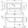 Duravit D-Code Ванна 170x70x42 см, встраиваемая, с 1 наклоном для спины, выпуск центральный, цвет: белый