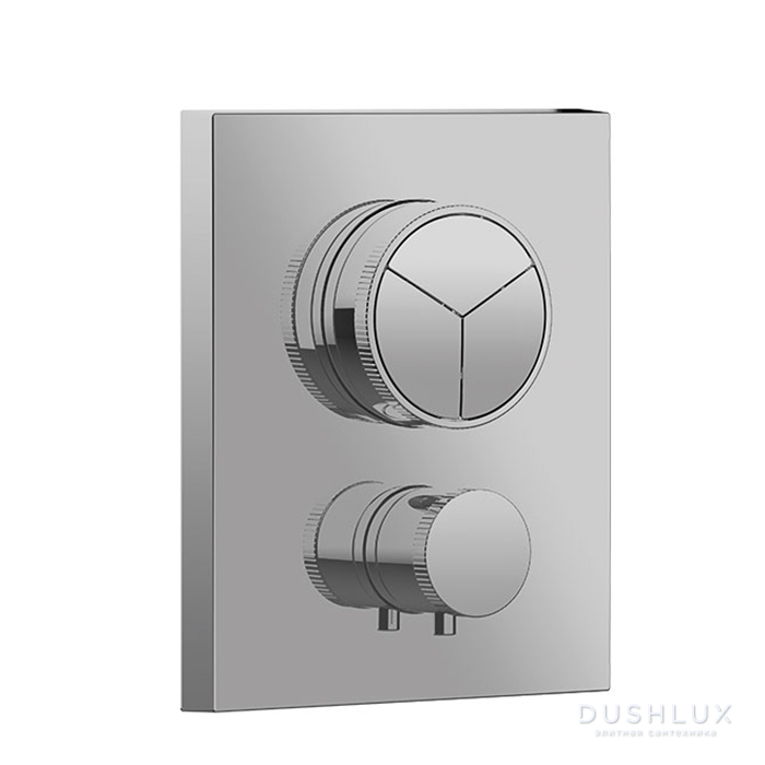 Фото Almar Push Square Core Смеситель для душа, встраиваемый, термостатический, внешняя часть, на 3 выхода, цвет: хром