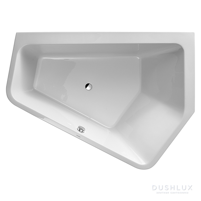 Фото Duravit Paiova 5 Ванна угловая 190х140х46см, Sx, встраиваемая, с 2 разными наклонами спинки, цвет: белый