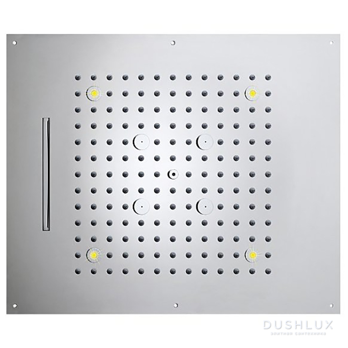 Фото BOSSINI DREAM/3 Верхний душ 570 x 470 мм, 3 режима (дождь, каскад, туман), с 4 LED RGB, блок питания/управления, Cromoterapia, цвет: хром
