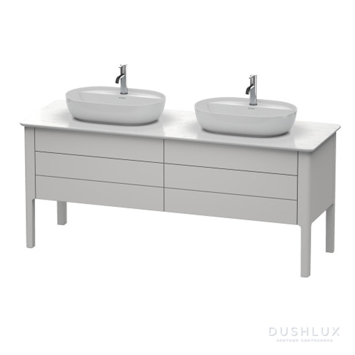 Фото Duravit Luv База напольная 178.8x57х74.3 см, с 2 выдв. ящиками, каменной столешницей и раковинами, цвет: серо-коричневый шелковисто-матовый