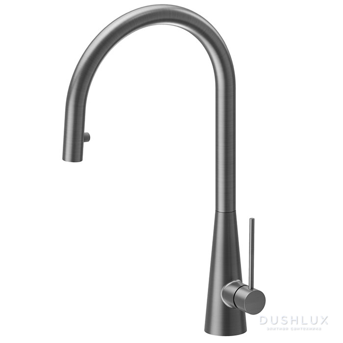 Фото Newform Ycon Смеситель для кухни, 1 отв., с выдвижным изливом, цвет: PVD Brushed gun metal
