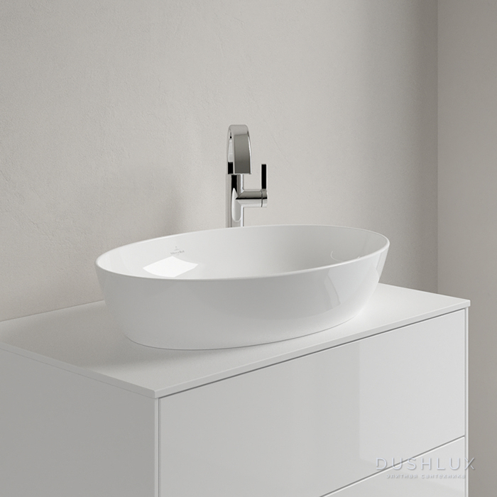 Фото Villeroy&Boch Artis Раковина 61х41х13см., накладная, без отв., без перелива, цвет: альпийский белый