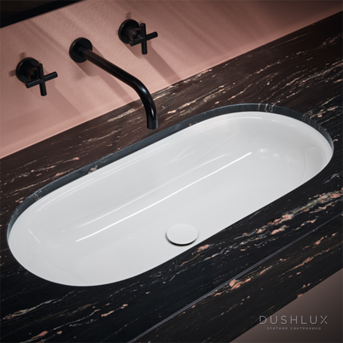 Фото Bette Comodo Раковина 77.4х38х12см., встраиваемая под столешницу, без отв., BetteGlasur® Plus, цвет: белый