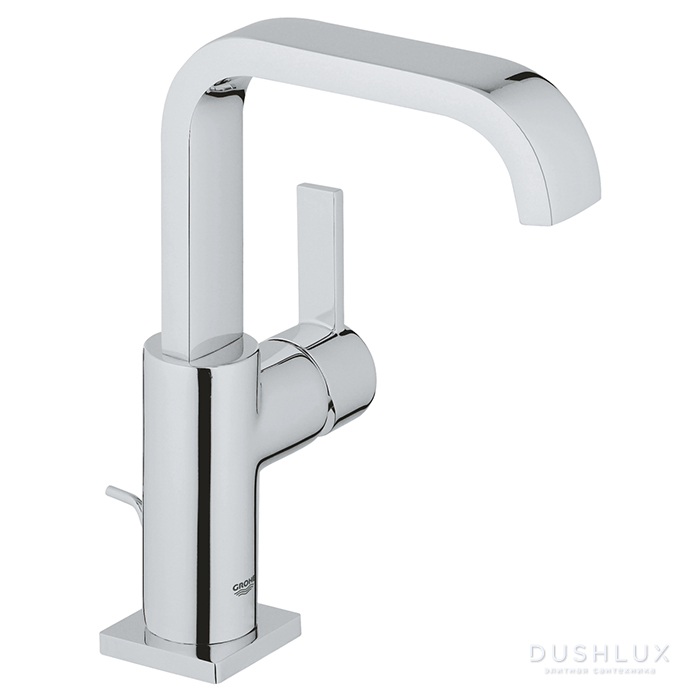 Фото GROHE Allure Смеситель однорычажный для раковины на одно отверстие с поворотнм изливом, цвет: хром