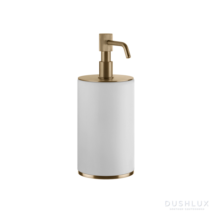 Фото Gessi Venti20 Дозатор для жидкого мыла настольный, цвет: белый, фурнитура Warm Bronze Br. PVD