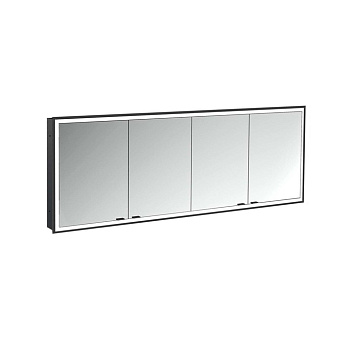 Emco Prime Зеркальный шкаф 180см., с подсветкой LED Facelift встраив. модель, 4-дверки, IP 20, цвет черный зеркальная задняя стенка