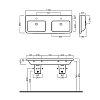 Hatria Erika PRO Q Раковина двойная 120x45см, подвесная, с 1 отверстие, цвет: белый