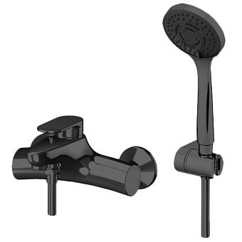 Gattoni H2Omix7000 Смеситель для ванны настенный однорычажный, с ручной лейкой и держателем, цвет: черный матовый