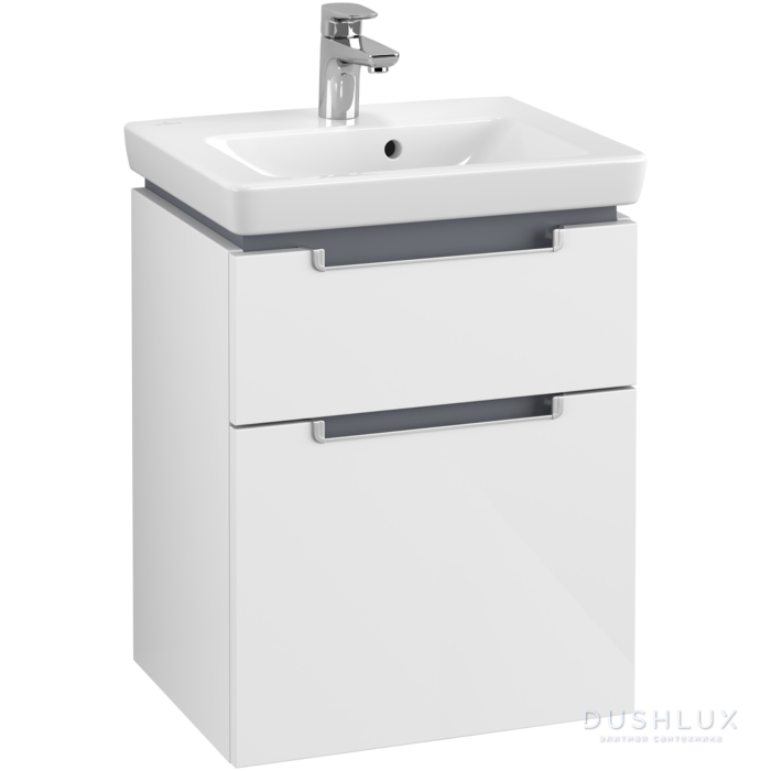 Фото Villeroy&Boch Subway 2.0, Тумба подвесная под раковину, 1 контейнер для аксессуаров L, 2 выдвижных отделения, 48.5x 59x38см.,