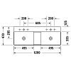 Duravit DuraSquare Раковина подвесная 120х47см, с отметками на 2 отв., двойная, без перелива, с крепежом, цвет: белый