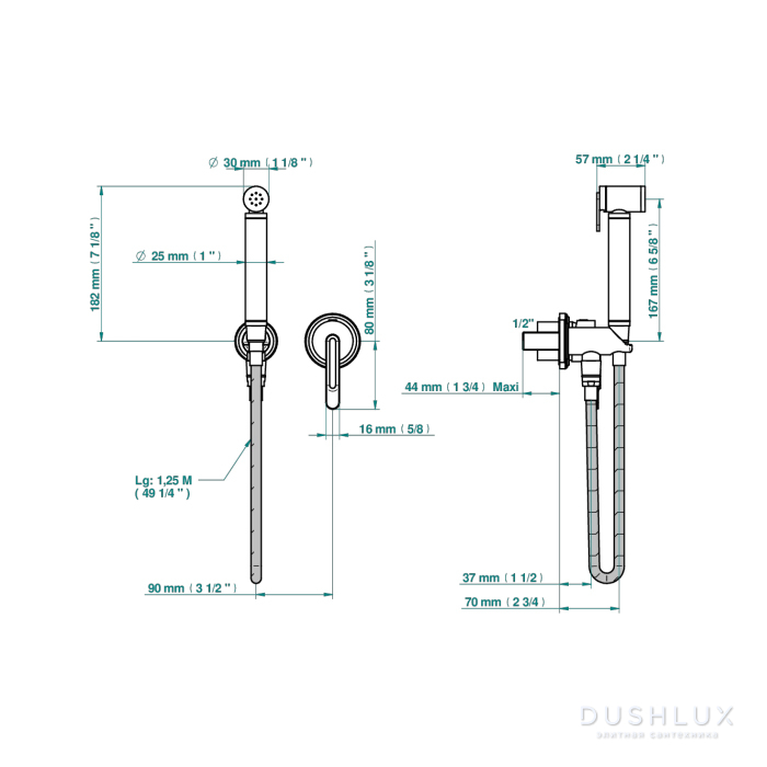 THG CORVAIR Гигиенический душ в комплекте с встраиваемым однорычажным ...