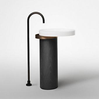 Falper Eccentrico trico Раковина 63x56x90 см, без отв., напольная, cristalplant, полотенцедержатель матовая латунь, цвет: серый дуб