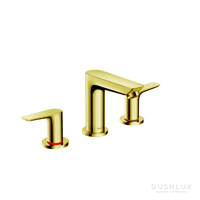Фото Hansgrohe Talis E Смеситель для раковины 150, на 3 отв, с донным клапаном, излив 112мм, цвет: золото