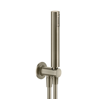 GESSI Inciso Душевой комплект, состоящий из вывода воды на1/2", держателя, шланга 1,50 м и душевой лейки сзащитой от известкового налёта, цвет: Finox