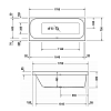 Duravit Happy D.2 Ванна 170x70x48 см, прямоугольная .встраиваемая версия , с наклоном для спины слева, цвет: белый