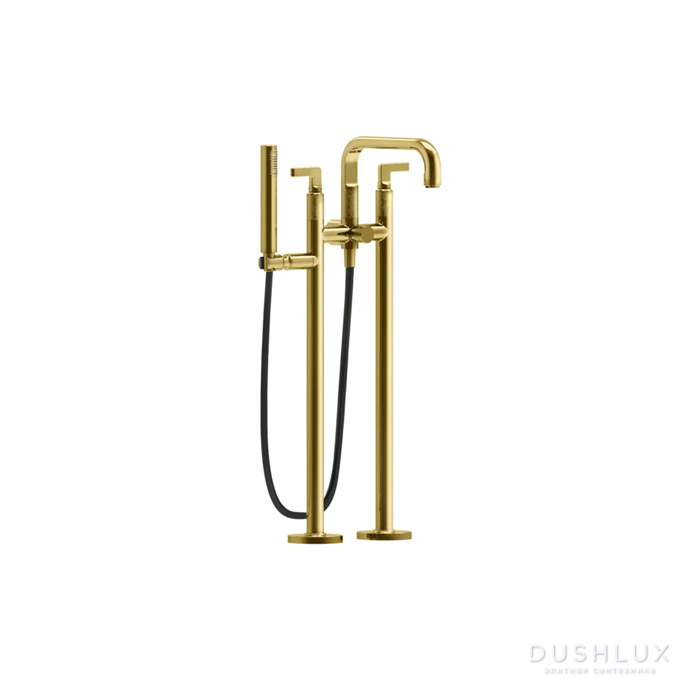 Фото Gessi Inciso Смеситель для ванны, напольный, с ручным душем, цвет: Black XL