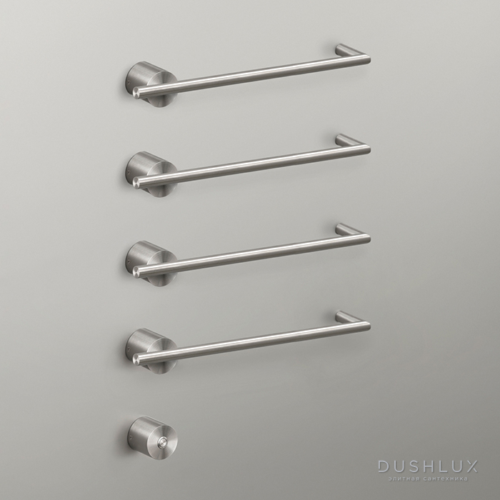 Фото CEA Design EQUILIBRIO Полотенцесушитель 45см, электрический, 4 трубки, кнопка включения в комплекте, цвет: нержавеющая сталь