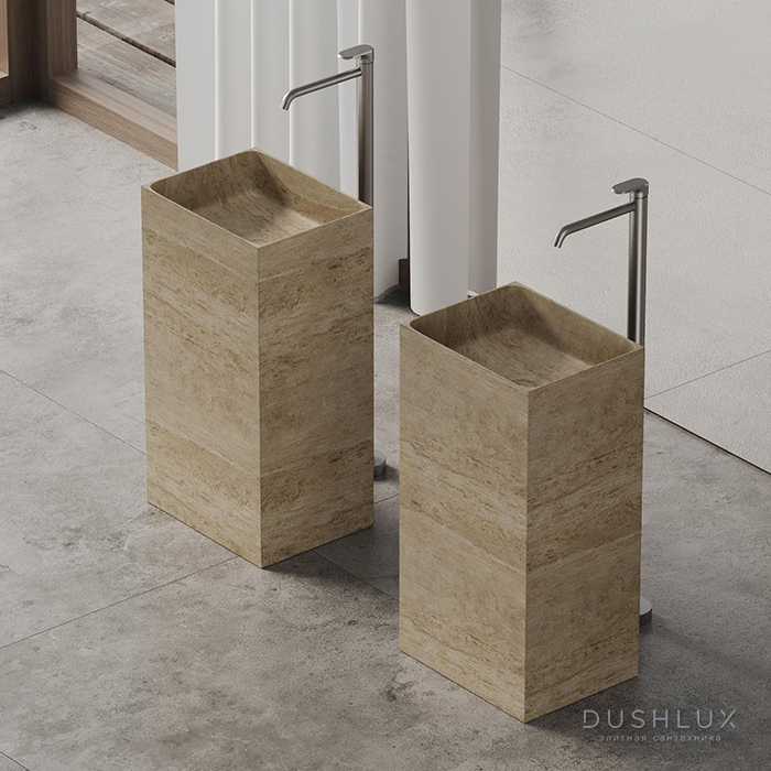 Фото Dea Design Marble Napoli Раковина 45x35x85см., напольная, без отв., мрамор, цвет: Travertine