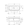 Duravit Darling New Ванна 190x90x60 см, акриловая, пристенный вариант, с панелью и ножками,с 2 наклонами для спины, цвет: белый
