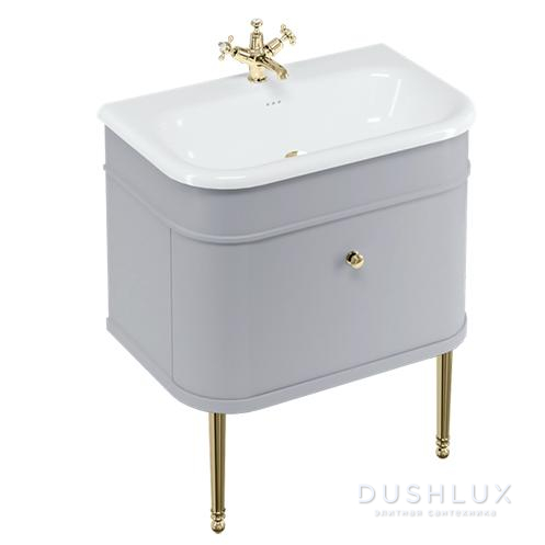 Фото Burlington Chalfont Тумба с раковиной, 75x48см., напольная, цвет: серый матовый/золото