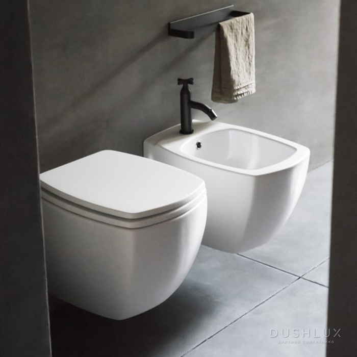 Фото Agape 750 Унитаз подвесной 35.5х57.5х30см., с крышкой-сиденьем с механизмом Soft close, цвет: белый глянцевый
