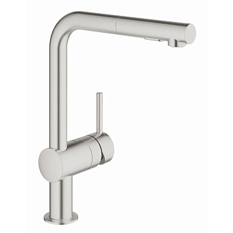 Grohe Minta Смеситель для раковины, на 1 отв., с выдвижным изливом, цвет: нержавеющая сталь