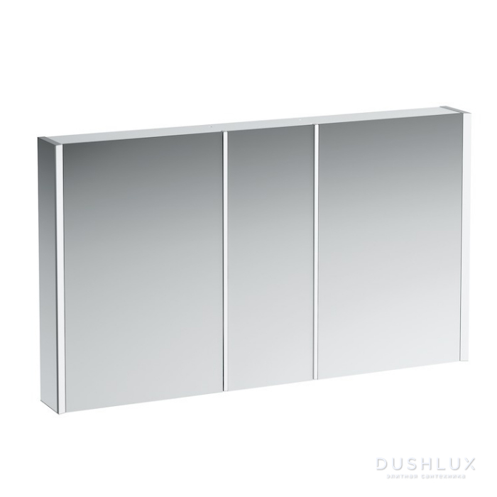 Фото Laufen Frame Зеркальный шкаф 130x75см., LED-подсветка, алюминий, 3 двери, 2 розетки
