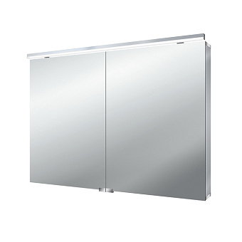 EMCO Flat Зеркальный шкаф 100x72.7см., LED-подсветка, 2 двери, 2 полки, розетка, с нижней подсветкой