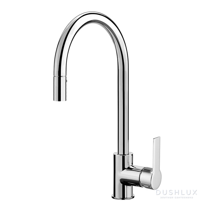 Фото Fima Carlo Frattini Kitchen Смеситель для кухни, на 1 отв., с выдвижной лейкой Mast, цвет: хром