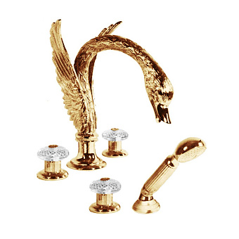 Cristal et Bronze Cygne Aile Flamant Смеситель для ванны, цвет: золото 24