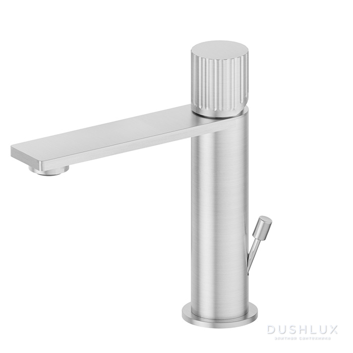 Фото Newform Steel Line Смеситель для раковины, 1 отверстие, с донным клапаном, цвет: stainless steel