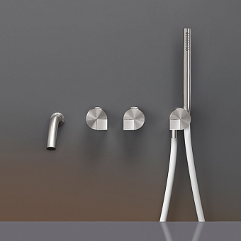 CEA Design DUET Смеситель для ванны, настенный, с ручным душем, цвет: нержавеющая сталь/белый