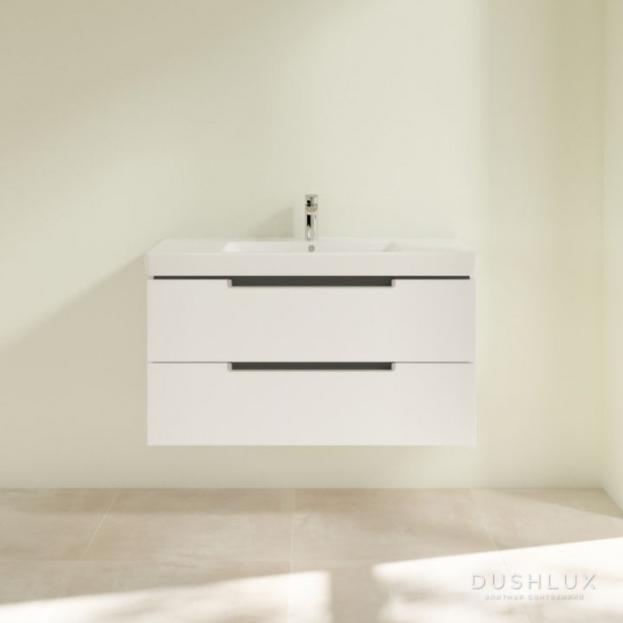 Фото Villeroy&Boch Subway 2.0, Тумба подвесная под раковину, 1 x коробка с аксессуарами 2, 2 выдвижных отделения, 98.7x52x 44.9см., с антигрязевым покрытием CeramicPlus