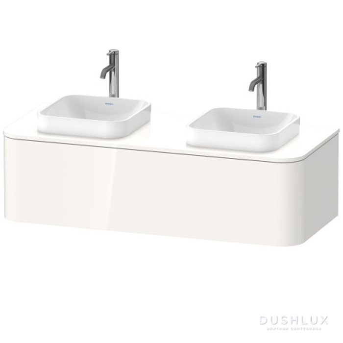 Фото Duravit Happy D.2 Plus Тумба подвесная 130x55х35.4см с 2 раковинами, с 1 выдв ящик, цвет: белый глянцевый