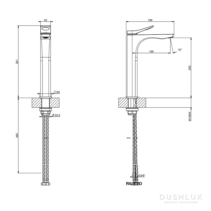 GESSI Rilievo Смеситель для раковины на 1 отв. без донного клапана h ...