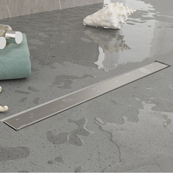 Plumberia Selection Трап душевой PS LINEAR 6x80см., 2устор. накладка из нерж. стали, комбинир. затвор с горизонт. выпуском Ду 50мм., 40л/мин., цвет: нержавеющая сталь