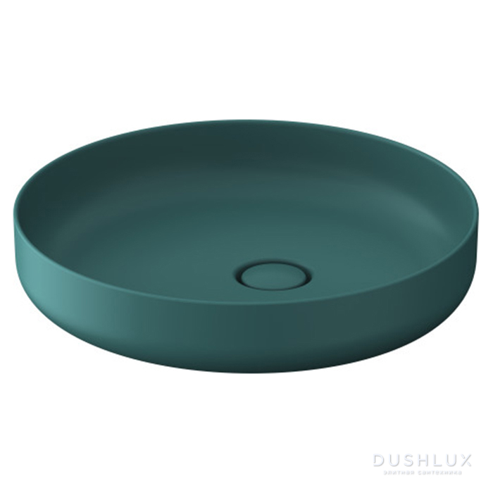Фото Duravit Vitrium Раковина накладная 46 см, без отв., круглая, из DuroCast UltraResist, без перелива, цвет: аквамарин матовый