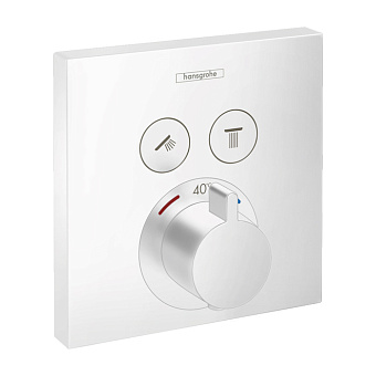 Hansgrohe ShowerSelect  Встраиваемый термостат для душа, 2 источника с кнопками вкл/выкл (внешняя часть), цвет: белый матовый