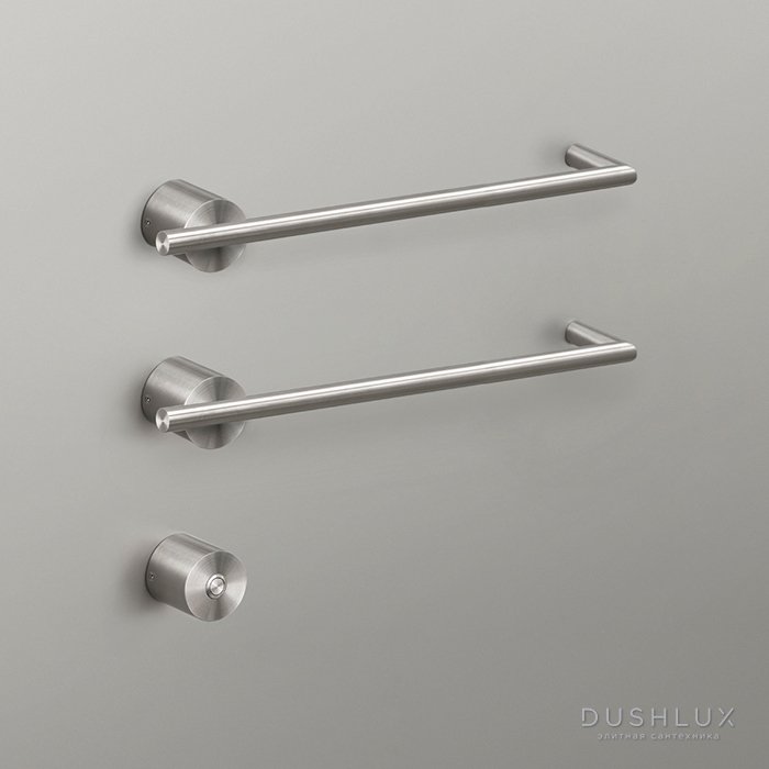 Фото CEA Design EQUILIBRIO Полотенцесушитель 45см, электрический, 2 трубки, кнопка включения в комплекте, цвет: нержавеющая сталь