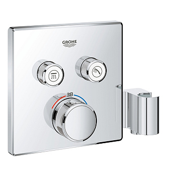 Grohe Grohtherm SmartControl Термостат для встраиваемого монтажа на 2 выхода со встроенным держателем для ручного душа, цвет: хром