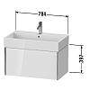 Duravit XViu Тумба подвесная 78.4x45.4x39.7см с раковиной, с 1 выдв ящик, цвет: walnut dark/черный матовый
