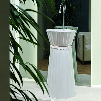 Oasis Plisse Раковина напольная Ø44x95см, без отв., без перелива, в комплекте с донным клапаном, цвет белый