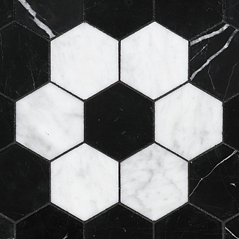 Devon&Devon Elite Плитка из натурального камня 60x60см, универсальная, мрамор, elite 8, цвет: black marquinha/white carrara