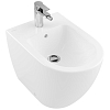 Villeroy&Boch Subway 2.0, Биде напольное, с отверстием для смесителя, с переливом, 37x56см, с антигрязевым покрытием CeramicPlus, цвет: белый